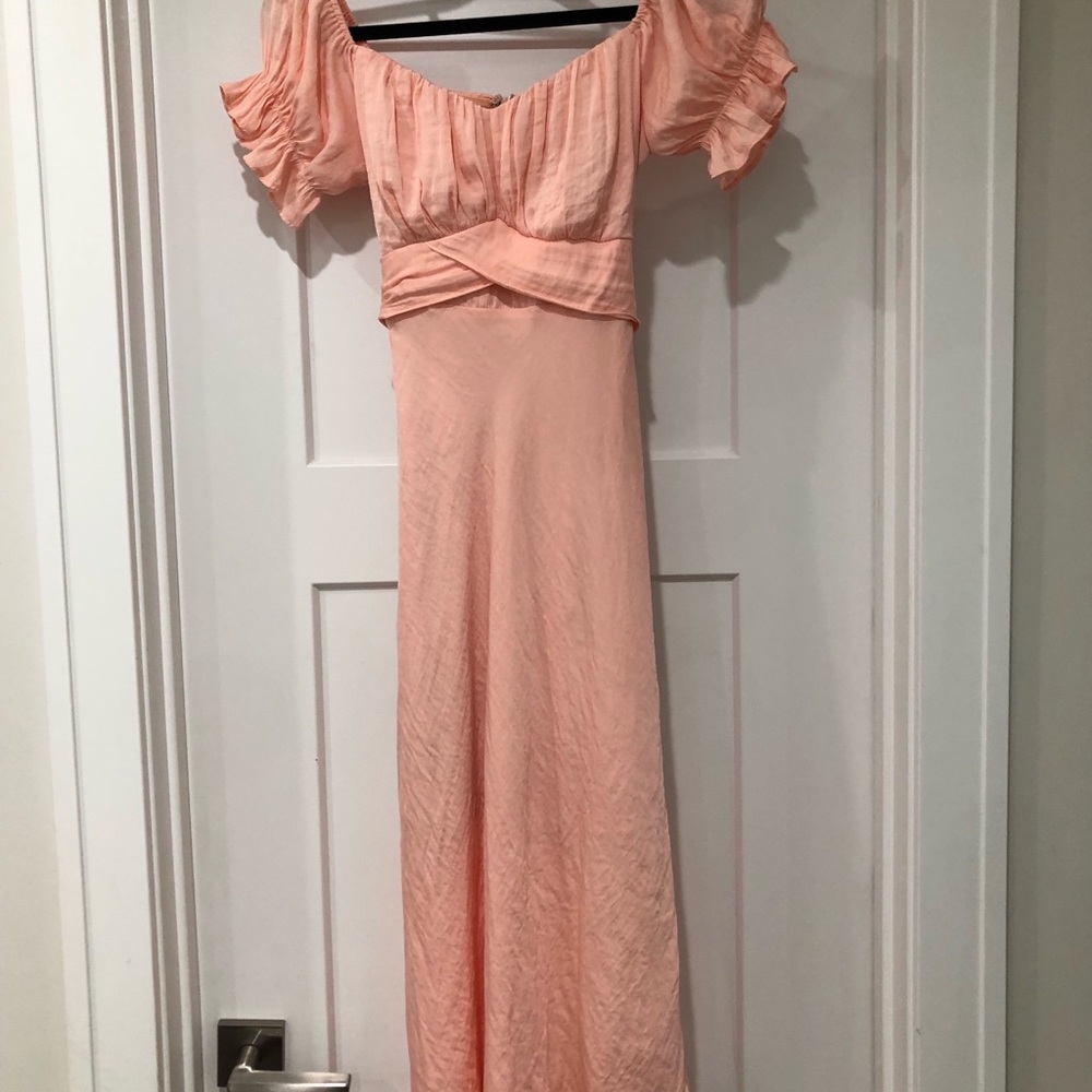 Petal and Pup puff sleeve satin midi dress